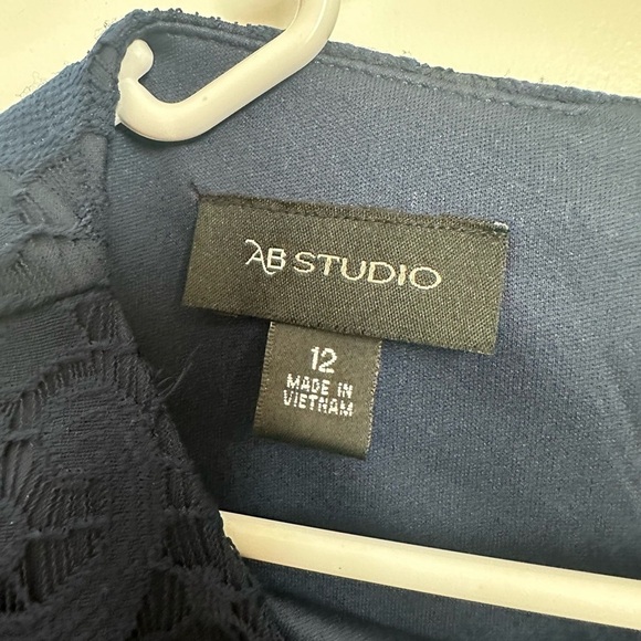 Navy Blue AB Studio Long Sleeve Lace Sheath Dress - Picture 2 of 6